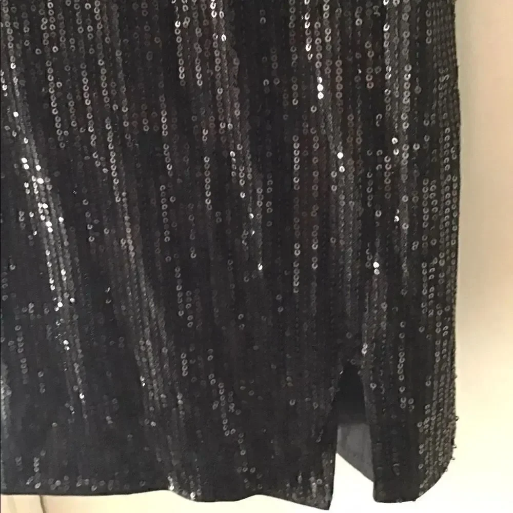 Beautiful Black Sequin Shoulder Tie Dress Sz Large~Never Worn